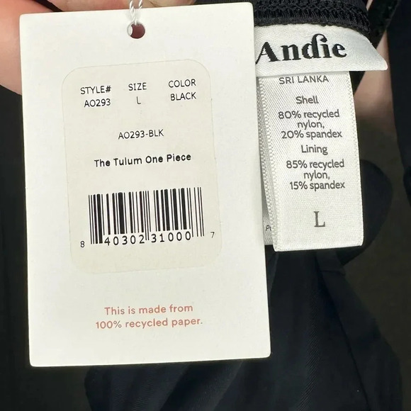 NWT Andie The Tulum One Piece Swimsuit Black Size Large - Picture 6 of 6